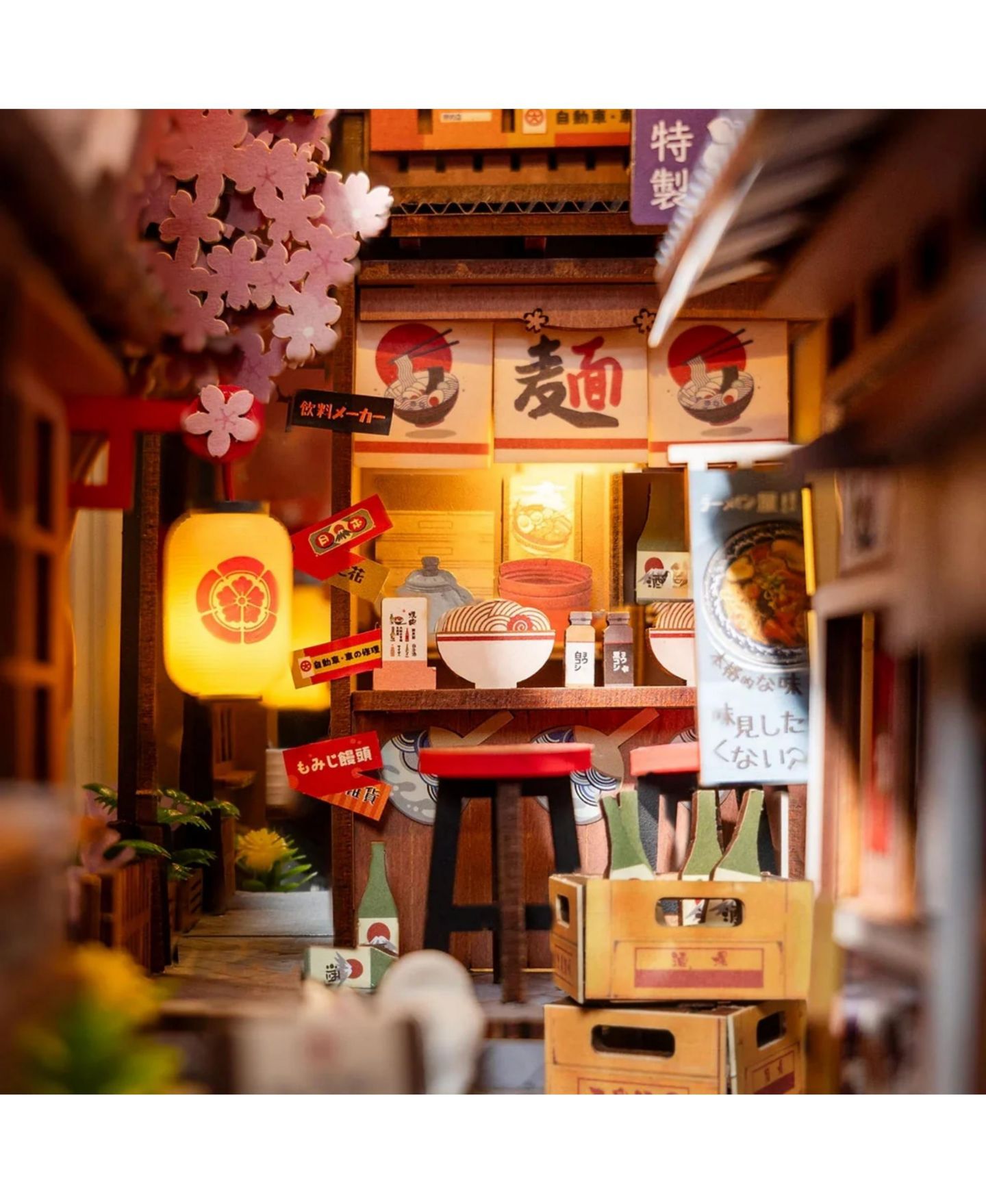 Деревянный 3D-пазл-подставка для книг Robotime Sakura Wine Alley, 249 деталей, от 14 лет — фото 4