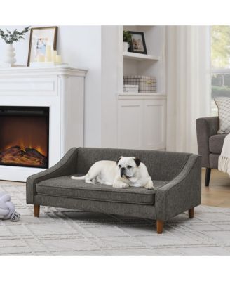 Gray Durable Elevated Dog Sofa Bed Pet Sofa with Modern Irregular Armrest Design Comfortable Soft Dog Sofa