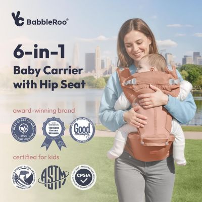 Kids 6-in-1 Carrier with Hip Seat and Lumbar Support, Ergonomic & Adjustable for Newborn to with Sunshade, Black