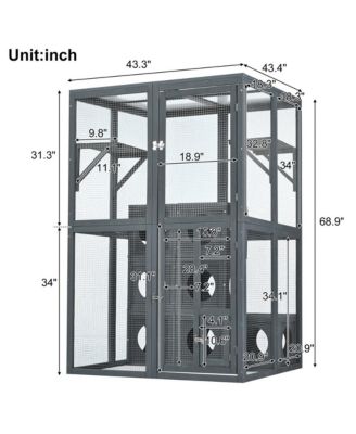 68.9 in. H Outdoor Cat house Cat shelves with Removable wood boxes in Gray