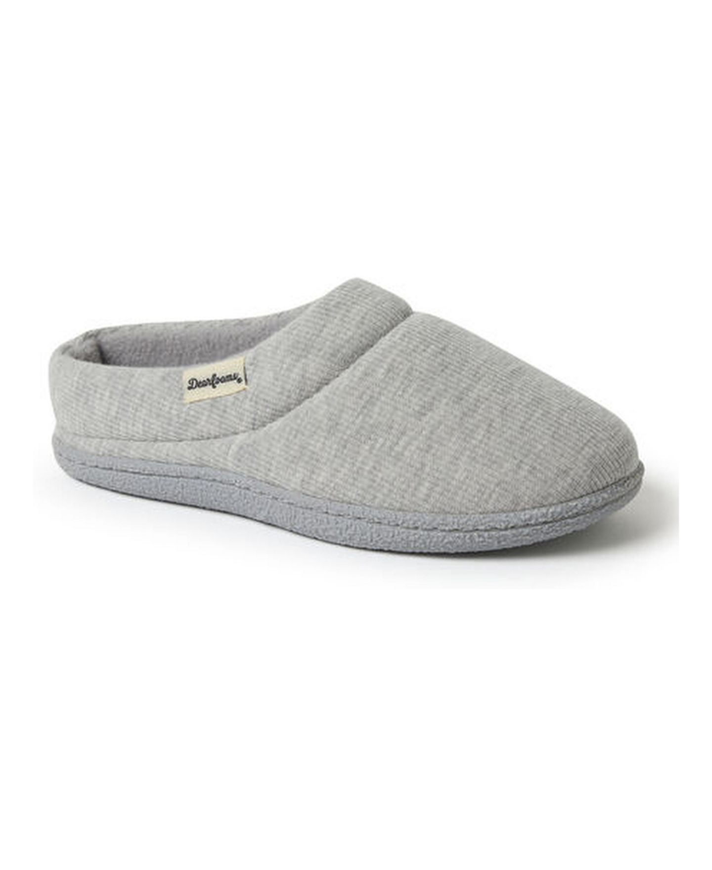 Женские сабо Dearfoams Lacey Rib Knit House Shoe Clog Slipper, цвет: Светлый меланжевый серый — фото 1