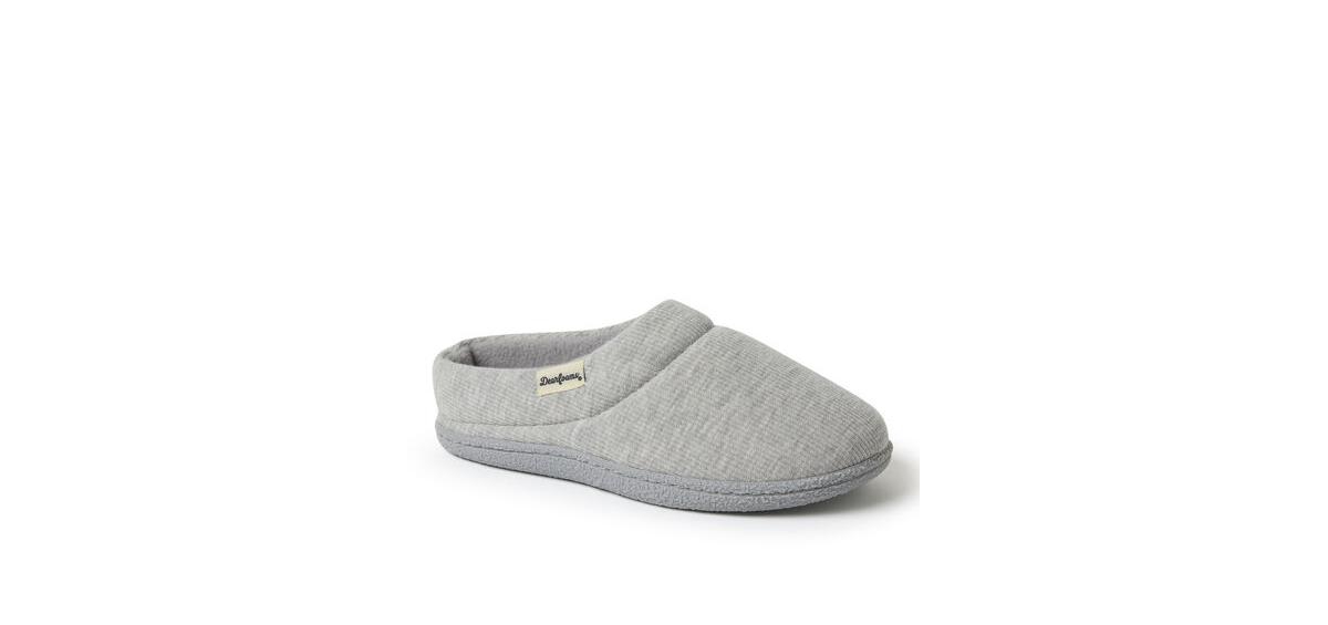 Women's Lacey Rib Knit House Shoe Clog Slipper - Light heather grey