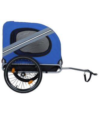 Blue Gray Large Folding Bike Trailer for Dogs 120LB Capacity All-Terrain Pet Carrier Durable Steel Frame for Cycling Camping