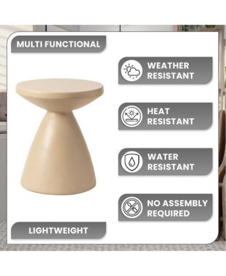 Dune Collection Fiberglass Outdoor Side Table in Beige