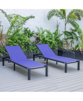 Marlin Patio Chaise Lounge Chair With Black Aluminum Frame, Set of 2