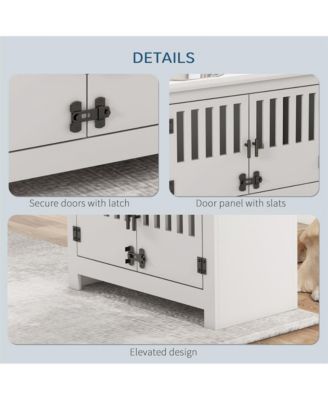 37 in-L White Elevated Dog Bowls Storage Cabinet Raised Dog Bowl Stand Feeding Station