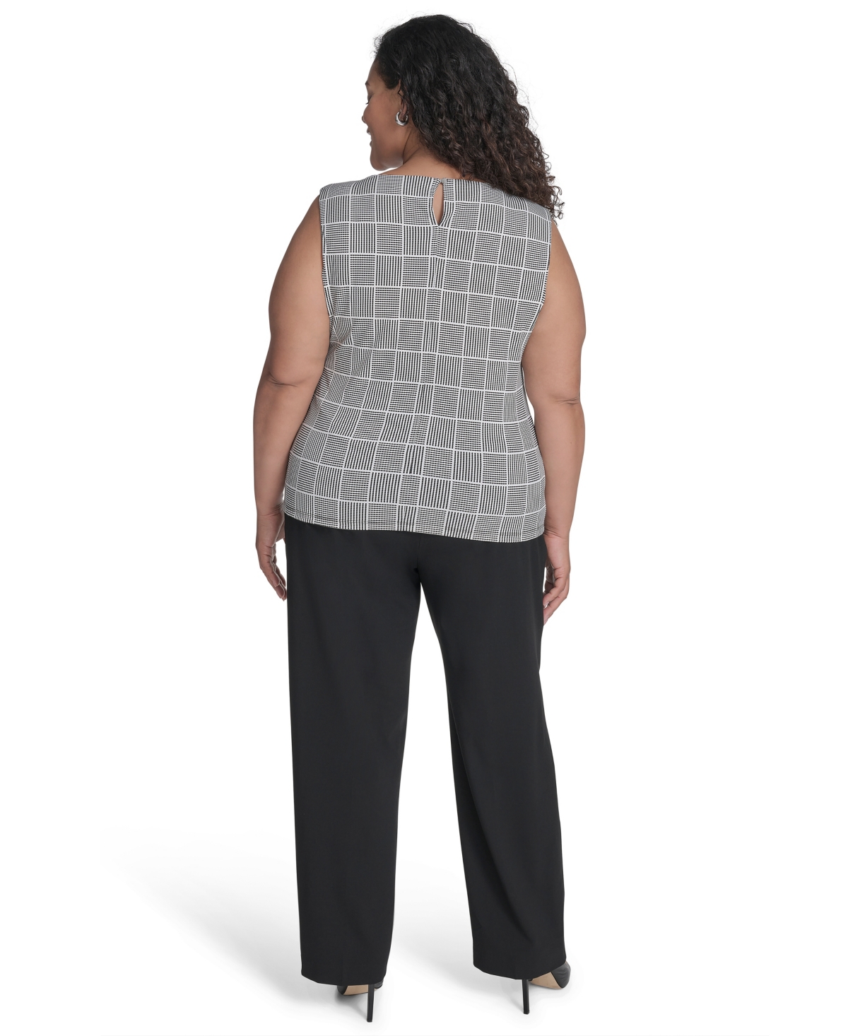 Calvin Klein Plus Size Pleated Top In Gray