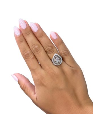 Nude Diamond & Chocolate Diamond Teardrop Halo Cluster Ring (1-1/6 ct. t.w.) in 14k White Gold