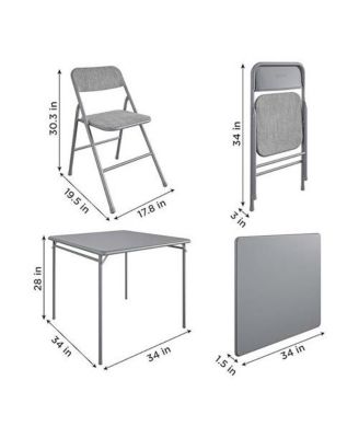 5-Piece Square Folding Dining Table Set with 4 Chairs for Guests or Game Night