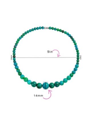 Set of 2 Graduated Natural Blue Turquoise Black Onyx Bead Strand Necklace 18 Inch