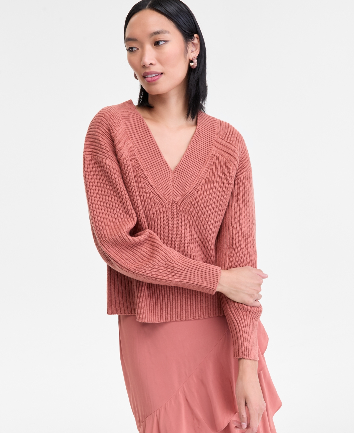 I.n.c. International Concepts Women's Directional Ribbed Sweater, Macy's Exclusive