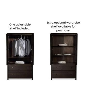 Solid Wood Bedroom Armoire Wardrobe with Hanging Bar for Clothes Storage