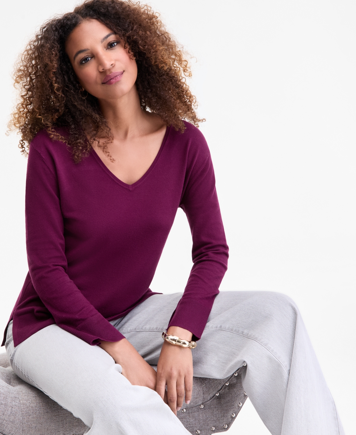 Inc International Concepts Plus Size V-neck Dolman-sleeve Top, Created For Macy's In Purple
