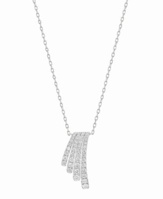 EFFY&reg; Diamond Graduated Curved Bar Pendant Necklace (1/2 ct. t.w.) in 14k White Gold, 16" + 2" extender