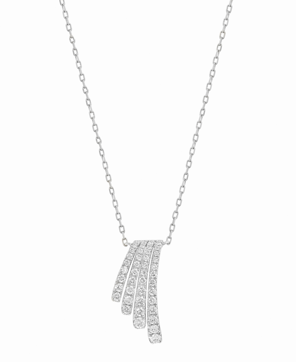 Effy Collection Effy Diamond Graduated Curved Bar Pendant Necklace (1/2 Ct. T.w.) In 14k White Gold, 16" + 2" Extend In Gold