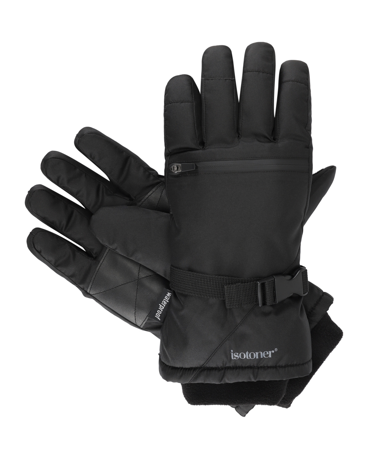 Isotoner Signature Men's Quilted Ski Gloves In Black
