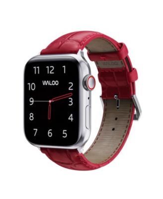 Waloo Crocodile Texture Leather Replacement Band for Apple Watch - Red