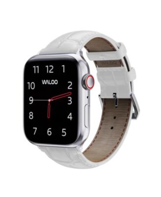 Waloo Crocodile Texture Leather Replacement Band for Apple Watch - White