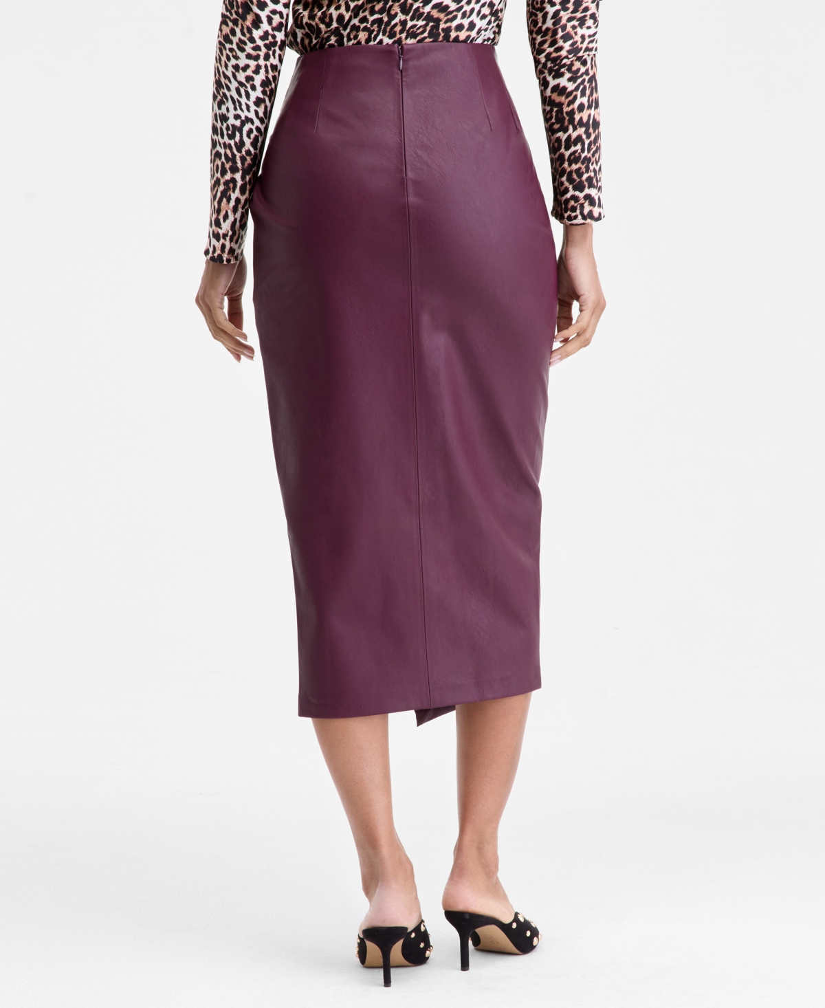 Inc International Concepts Women's Faux-leather Draped Skirt, Macy's Exclusive In Multi
