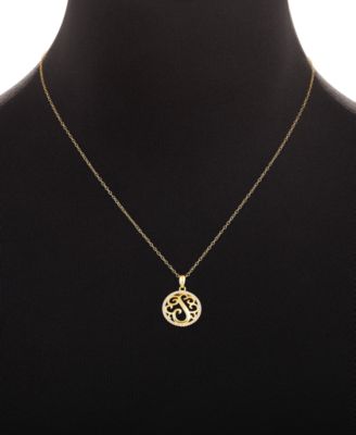 Cubic Zirconia S Monogram 18" Pendant Necklace in 18k Gold Over Sterling Silver, Created for Macy's
