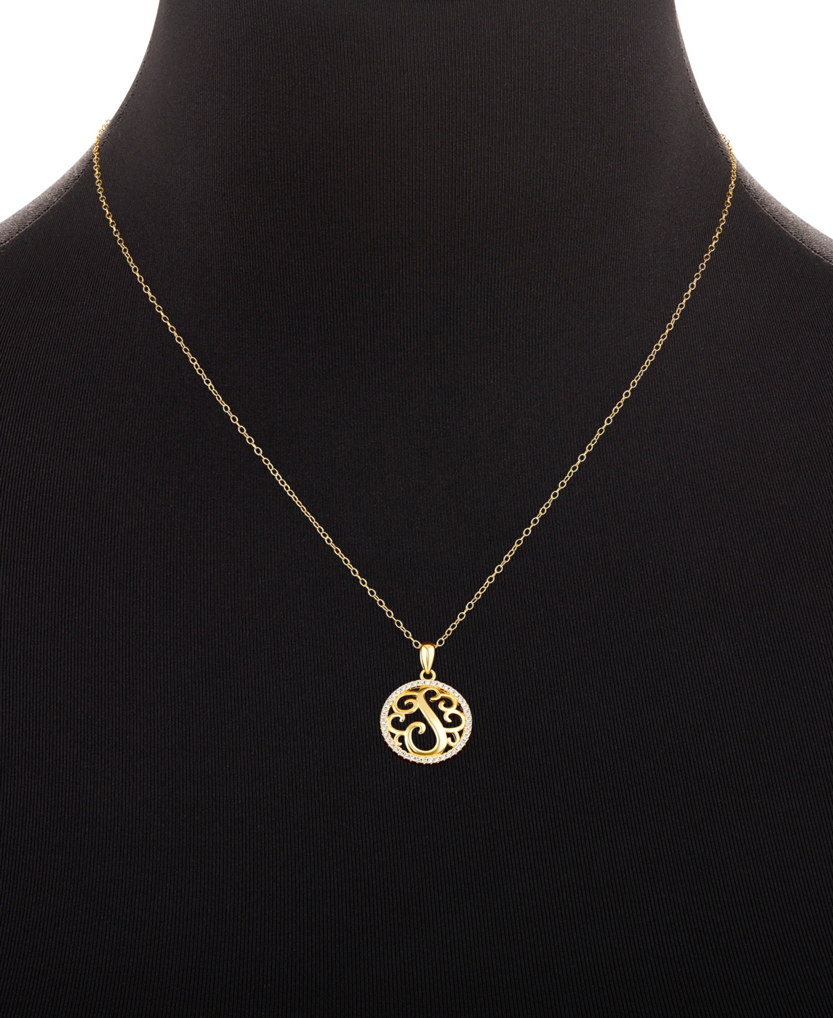 Giani Bernini Cubic Zirconia Y Initial Halo 18" Pendant Necklace In 18k Gold-plated Sterling Silver, Created For M In Gold