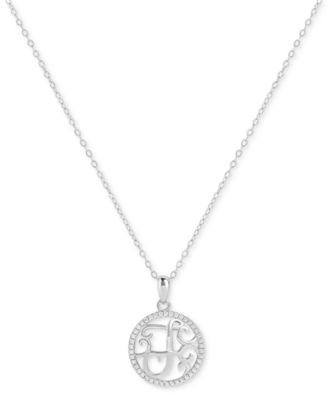 Giani Bernini - Cubic Zirconia F Monogram 18" Pendant Necklace in Sterling Silver