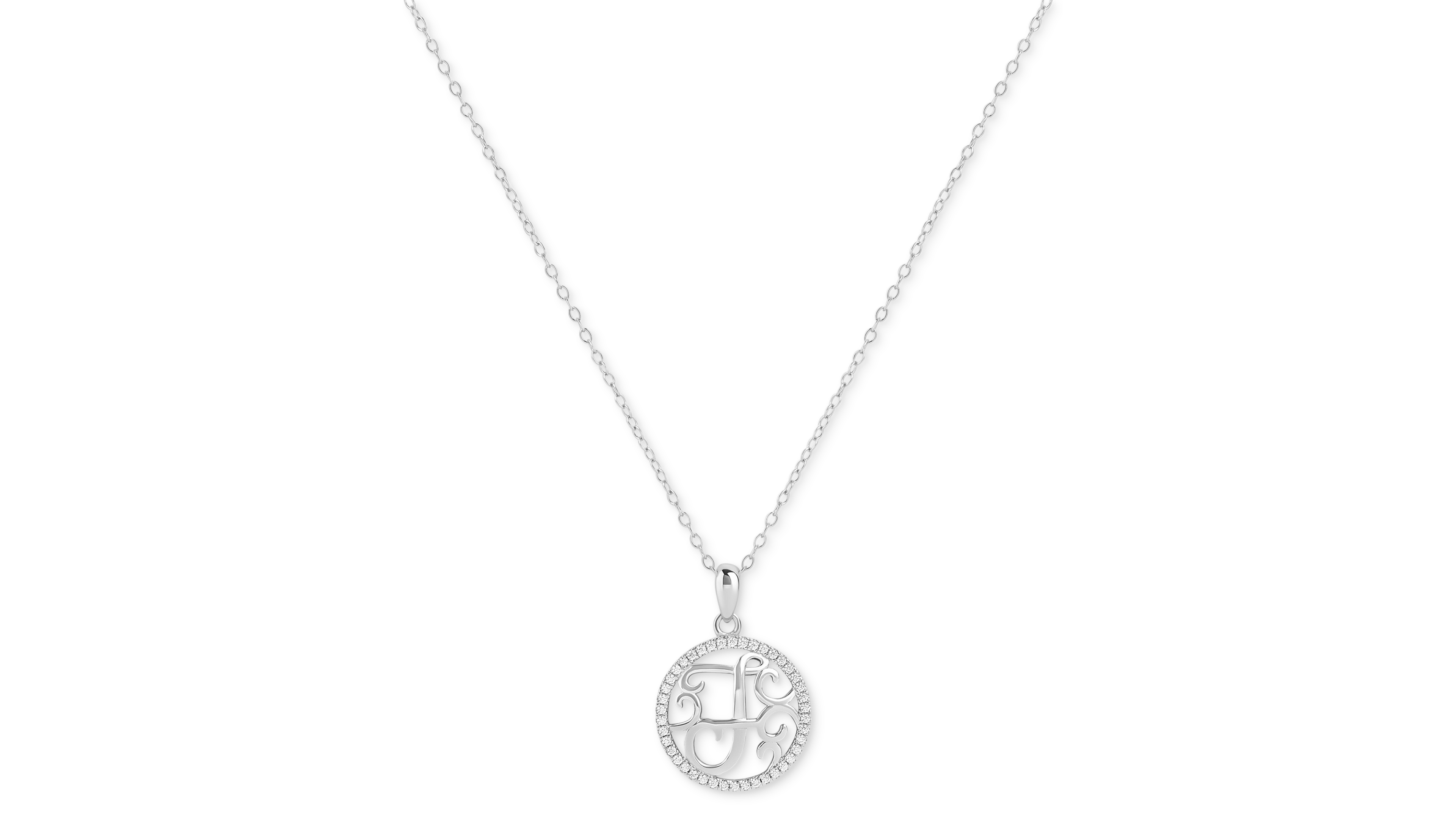 Giani Bernini Cubic Zirconia F Monogram 18" Pendant Necklace in Sterling Silver, Created for Macy's