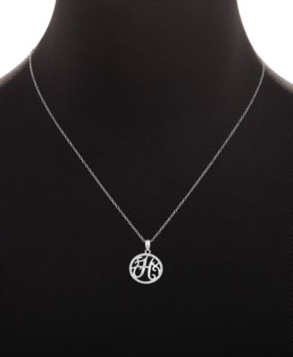 Cubic Zirconia Filigree Initial H Monogram 18" Pendant Necklace in Sterling Silver, Macy's Exclusive