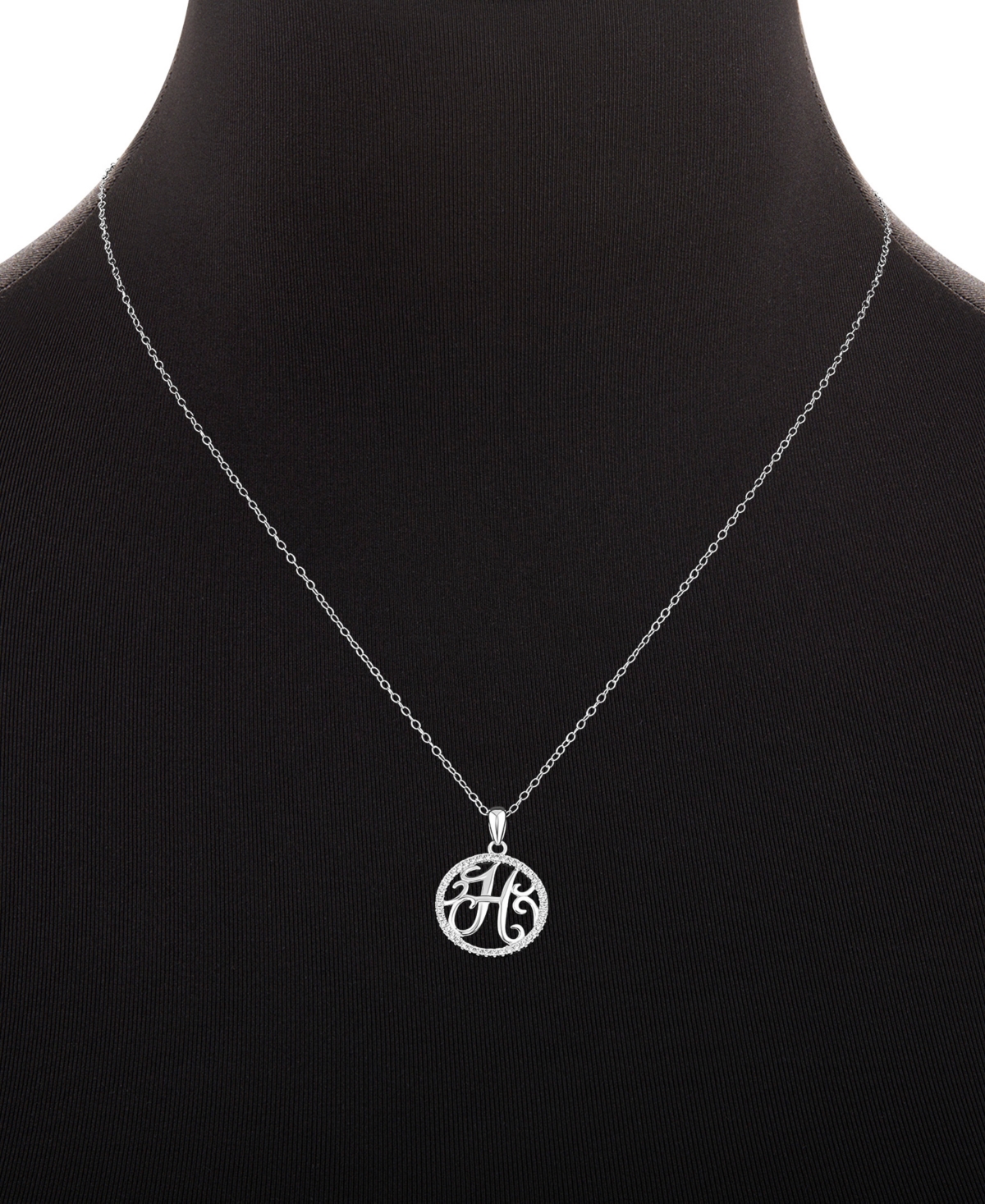 Giani Bernini Cubic Zirconia Filigree Initial H Monogram 18" Pendant Necklace in Sterling Silver, Macy's Exclusive