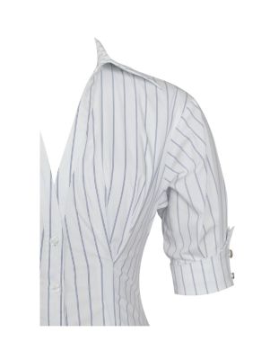 Women's Palina Pinstripes Cotton Poplin Pleated Midi Preppy Shirt Dress