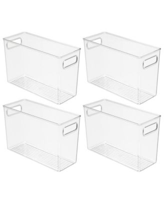 Plastic Storage Bin with Handles - Set of 4 - Clear - Made in USA