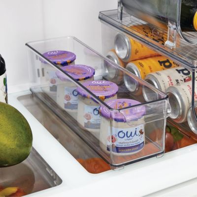 Stackable Fridge Storage Bin with Handle, Set of 6, Clear, Made in USA