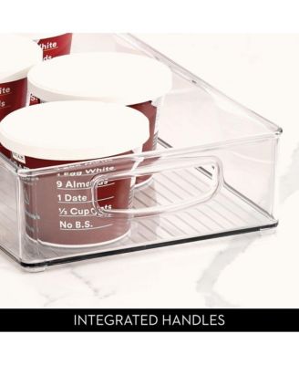 Stackable Pantry Storage Bin with Handles, Set of 2, Clear, Made in USA