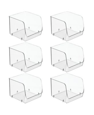 Stackable Open-Front Storage Bin, Set of 6