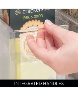 Plastic Stackable Pantry Bin with Handles, Set of 2, Clear, Made in USA