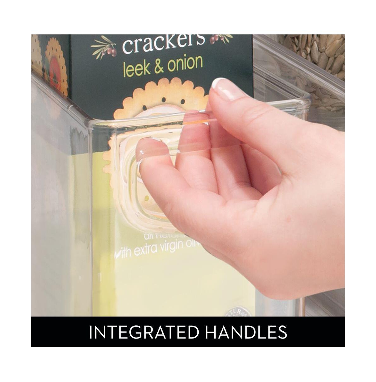 iDesign Plastic Stackable Pantry Bin with Handles, Set of 2, Clear, Made in Usa