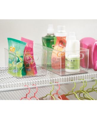 Plastic Stackable Fridge Bin with Handles, Set of 4, Clear, Made in USA