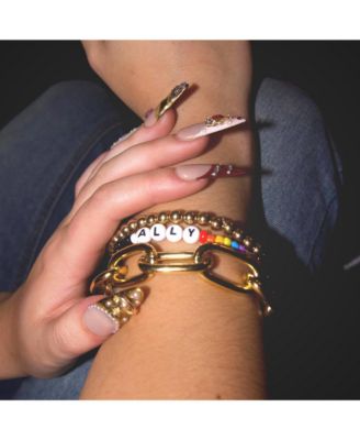 3-Piece Rainbow Beaded & Gold-Tone Link Bracelet Set  Ally