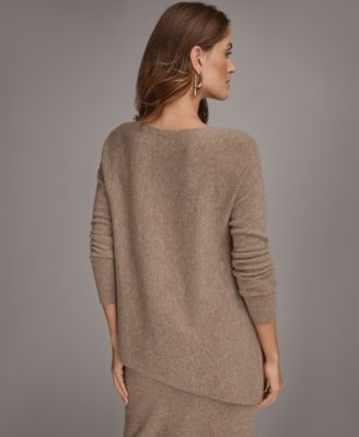 Women’s Asymmetric-Hem 100% Cashmere Poncho Sweater