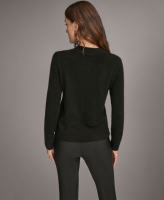 Women’s V-Neck Cashmere Sweater with Gold Button Detailing