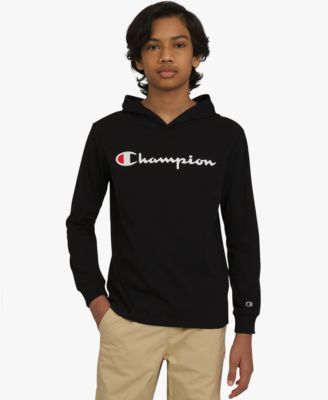 Champion - Big Boys Signature Logo Long-Sleeve Hooded T-Shirt