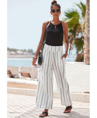 Women's Striped Wide Leg Pants