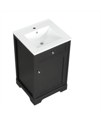 20" Bathroom Vanity Cabinet With Sink, Soft-Close Door, Storage Rack, and Adjustable Shelf