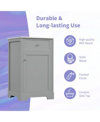 20" Bathroom Vanity Cabinet With Sink, Soft-Close Door, Storage Rack, and Adjustable Shelf