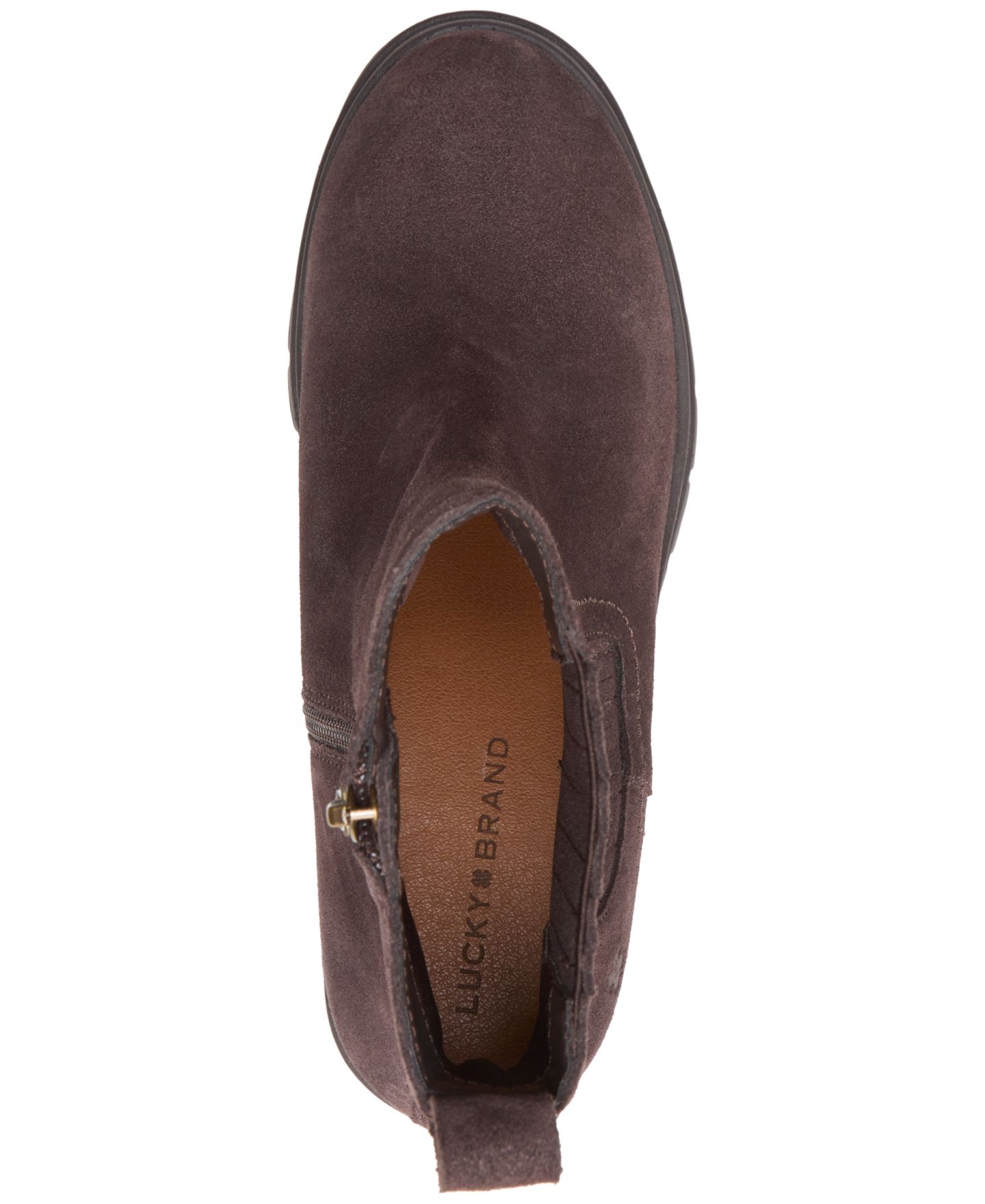Женские ботинки Lucky Brand Sondruh Gore Wedge Booties, цвет: Шоколадный замшевый — фото 4