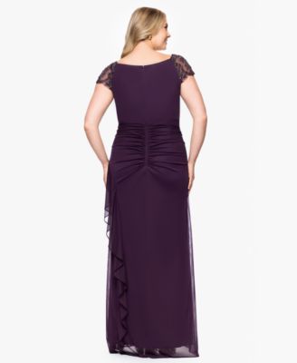 Plus-Size Beaded Boat Neck Mesh Gown