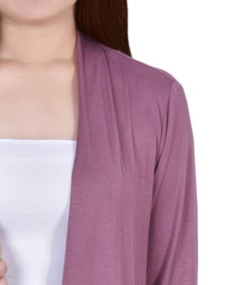 Petite 3/4 Sleeve Solid Cardigan Sweater