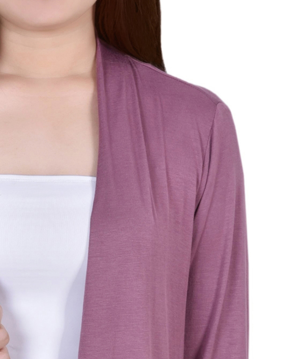 Ny Collection Petite 3/4 Sleeve Solid Cardigan Sweater In Gold