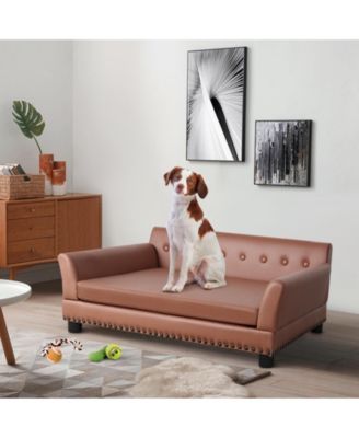 XL Large Sized Dog Sofa Couch Raised Calming Dog Bed Leather Lounger Waterproof