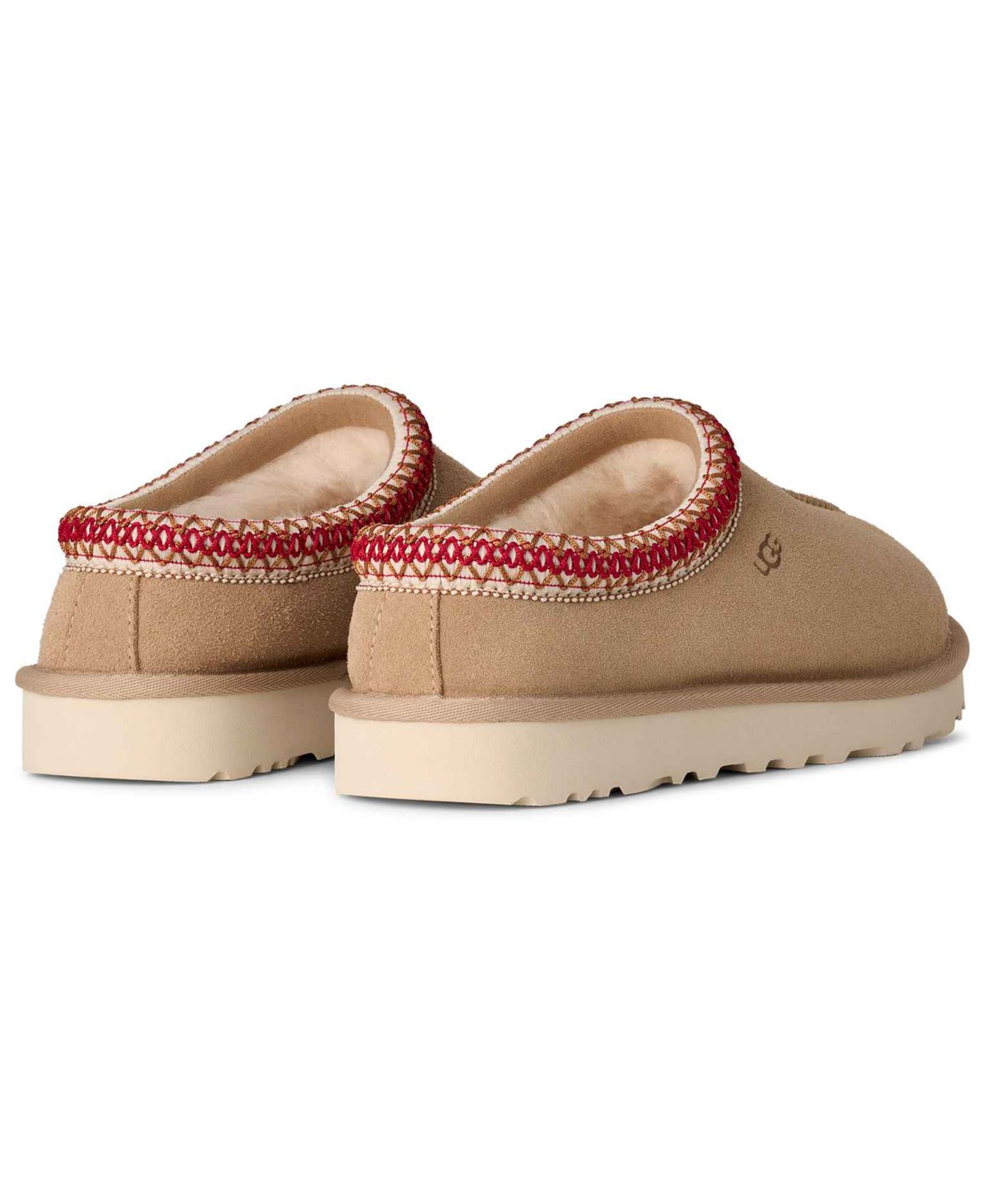 Женские тапочки UGG Tasman II Slip-On Slide, цвет: Песочный / Тёмный вишнёвый — фото 3